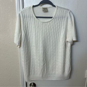 Alison Daley Cable Knit White Short-Sleeve Top for Spring, Women's XL, Like New